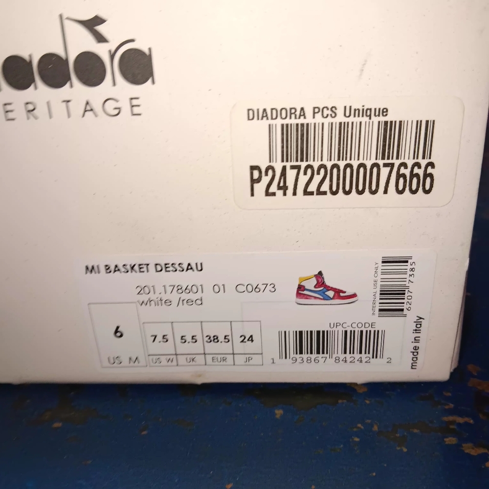 Diadora Leather High Top Sneakers - Red, Blue, Yellow - Picture 7 of 7